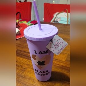 Black History Purple Travel Tumbler With Straw, 24oz. New With Tag